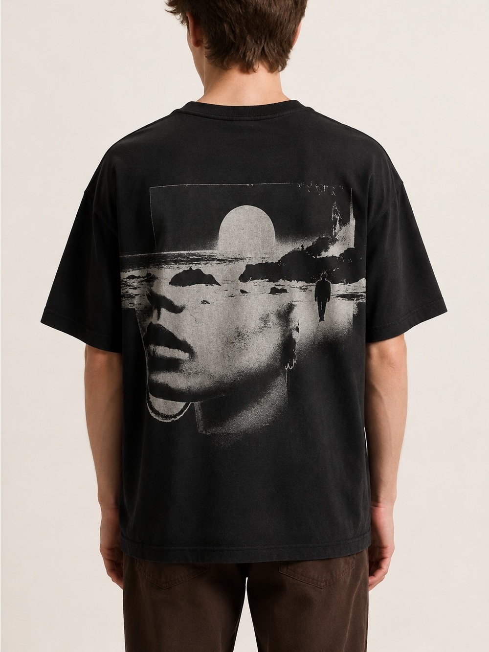 Black Graphic Tee with White Text - Men's Casual TShirt